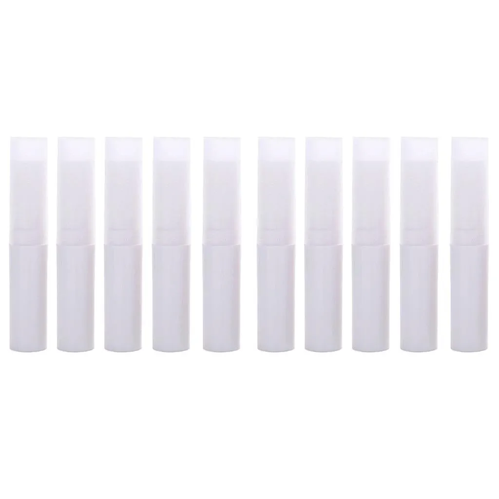 10Pcs Empty Lipstick Tubes Lip Balm Containers DIY Makeup Tools White