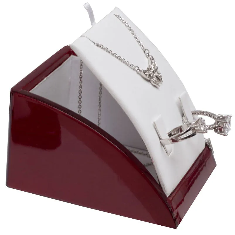 2-Ring   Pendant Combination Displays in Pearl & Mahogany, 3" L x 3.5" W