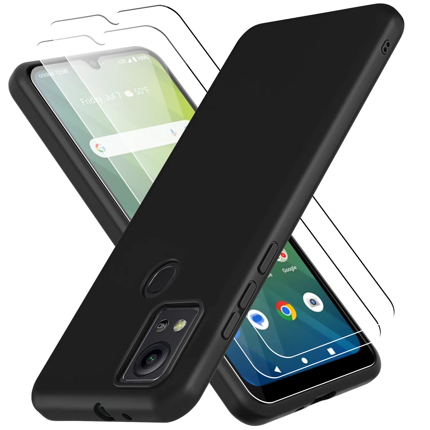 2 Screen Protectors   Case for Cricket Icon 5 (SL112C) - Matte Black