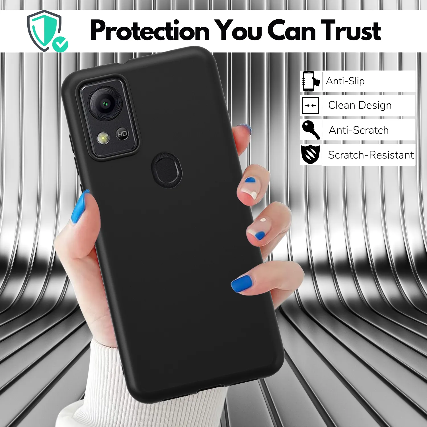 2 Screen Protectors   Case for Cricket Icon 5 (SL112C) - Matte Black