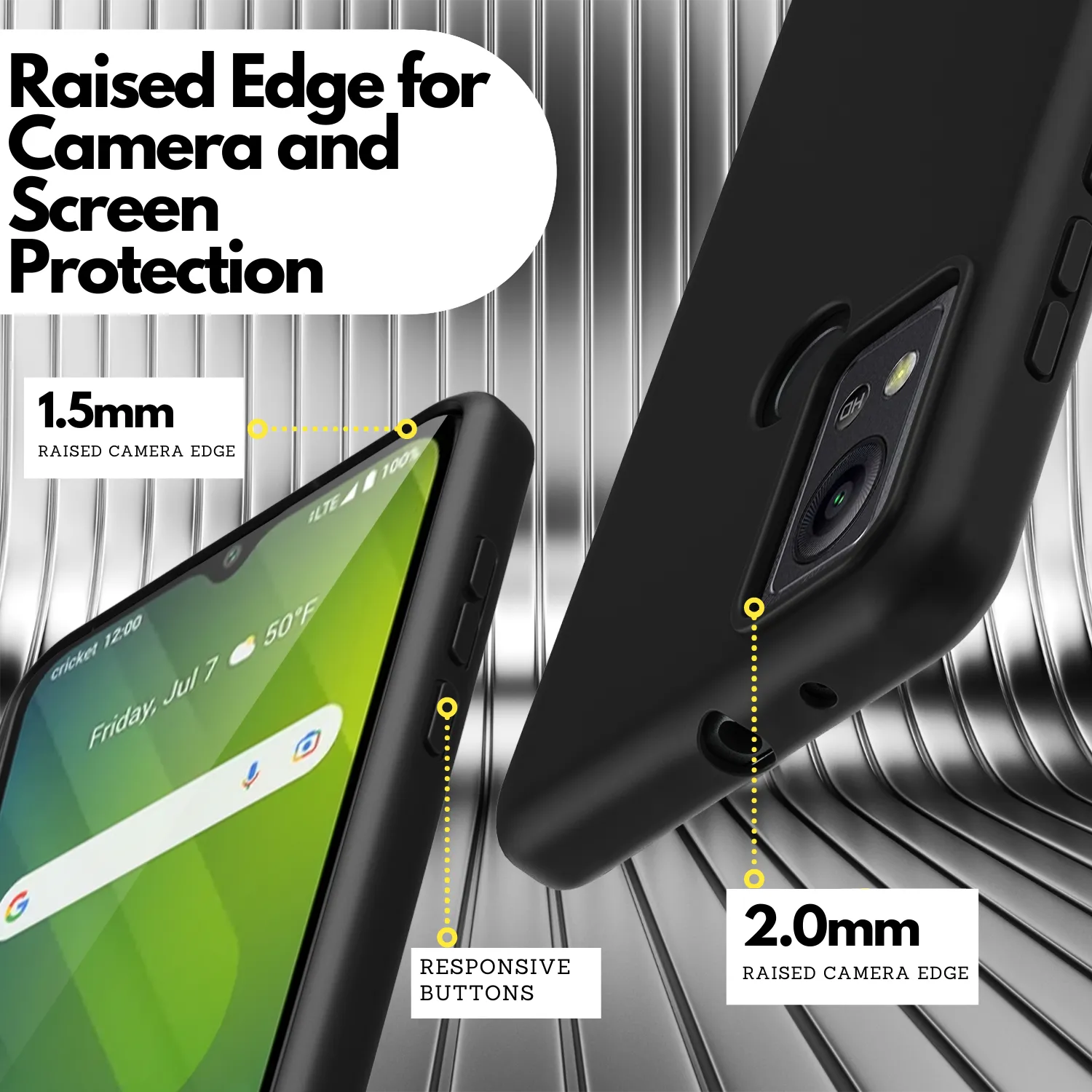 2 Screen Protectors   Case for Cricket Icon 5 (SL112C) - Matte Black