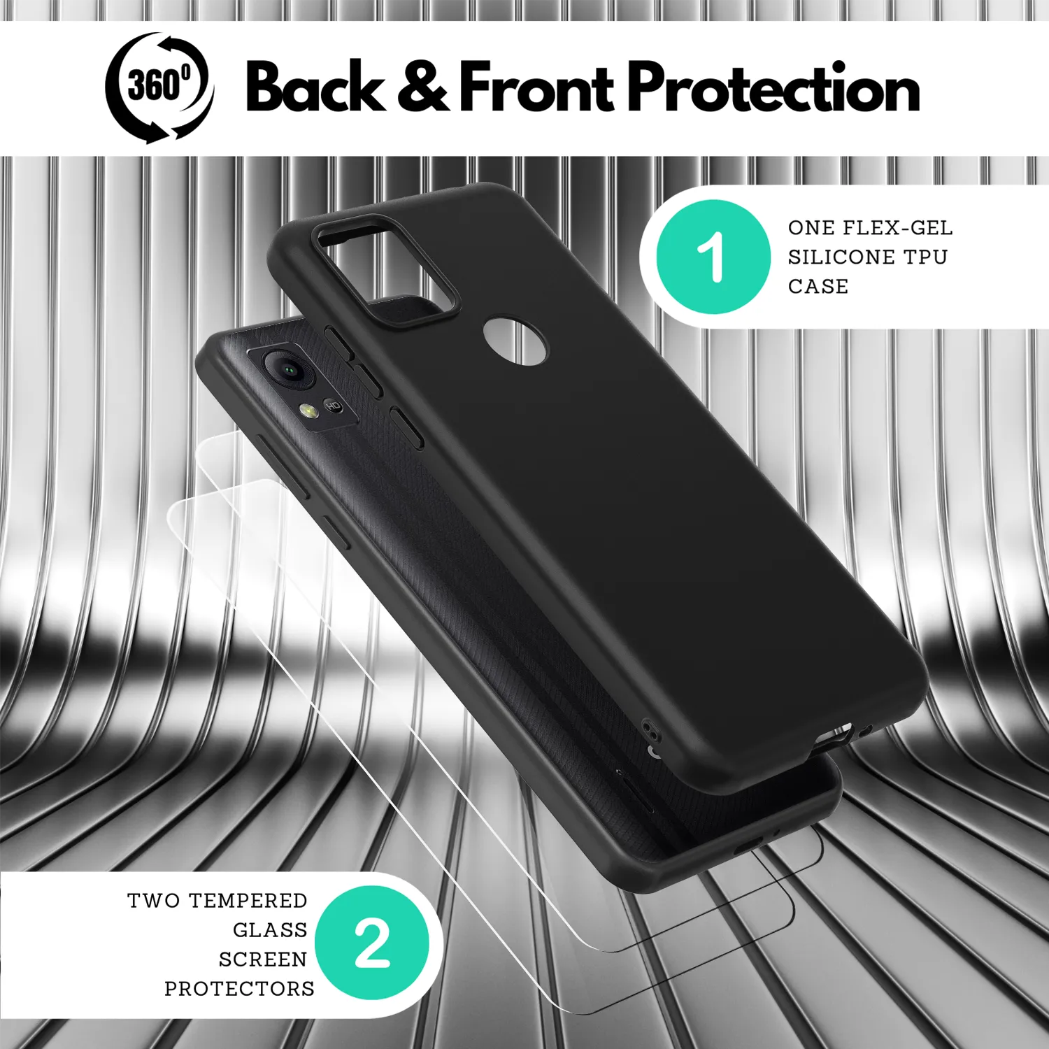 2 Screen Protectors   Case for Cricket Icon 5 (SL112C) - Matte Black