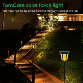 2pcs 96LED Solar Flickering Flame Light Outdoor Waterproof Yard Torch Lamp Colorful Shimmering Flame Glamorous Design