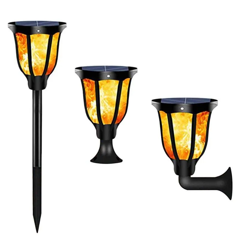 2pcs 96LED Solar Flickering Flame Light Outdoor Waterproof Yard Torch Lamp Colorful Shimmering Flame Glamorous Design