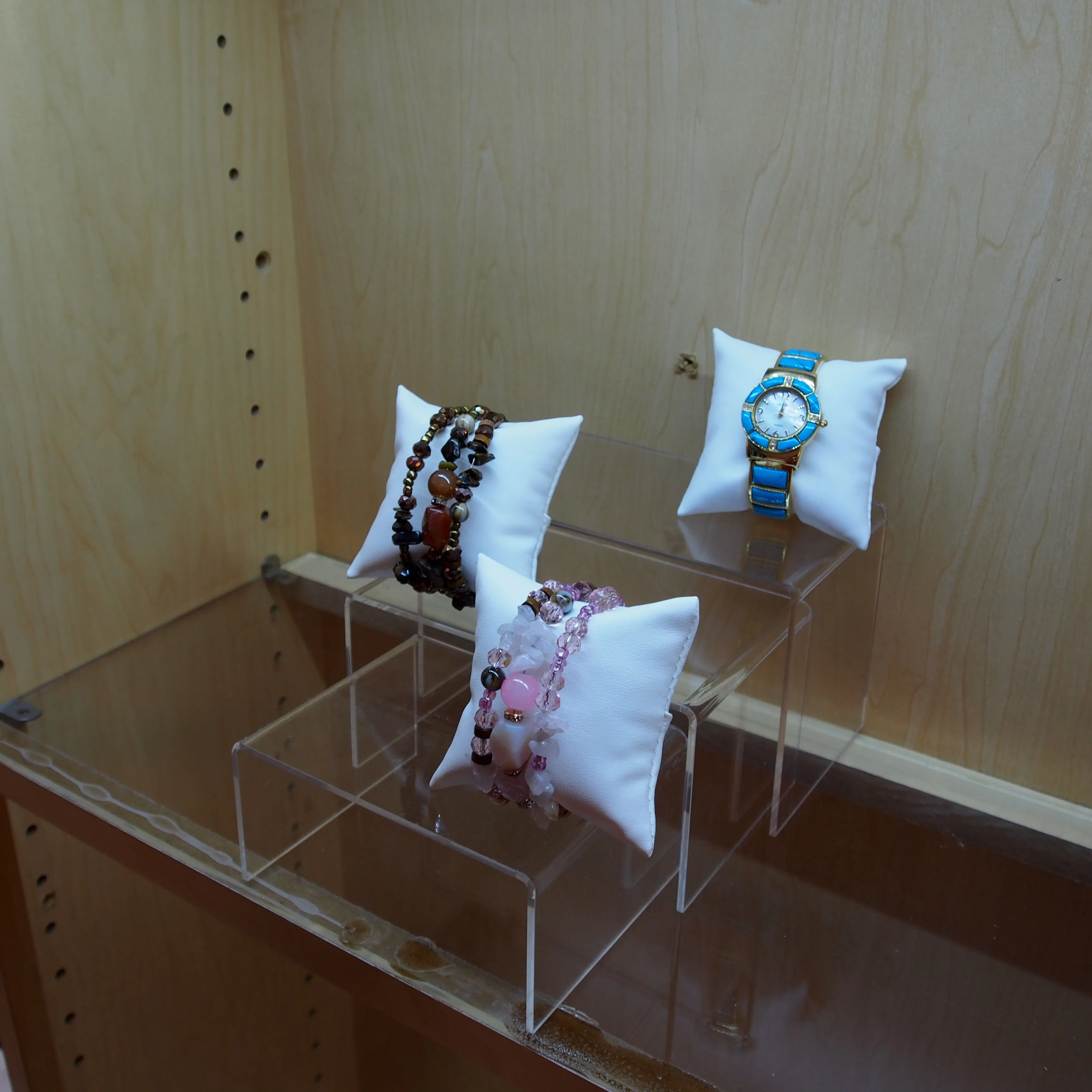 3" White Leatherette Pillow Displays
