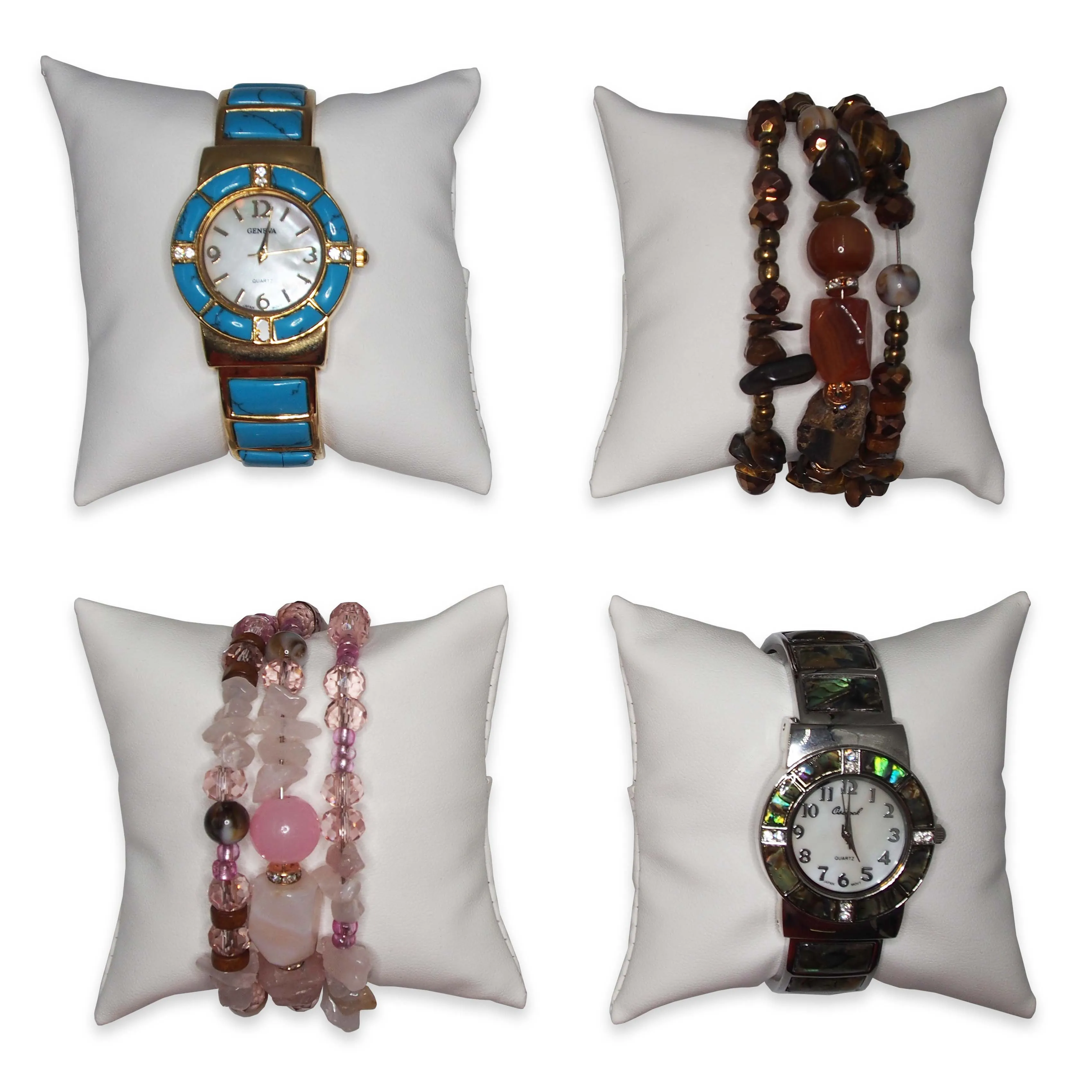 3" White Leatherette Pillow Displays