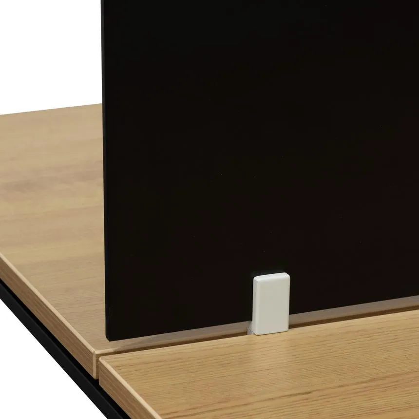4 Seater Workstation with Black Screen - Natural Top - Black Base