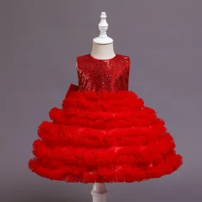 68010 Bos2028 Outong Yoliyolei 6-24-months Summer Pink NewBorn Layered Baby Formal Flower Girl Dress Kid Party Princess Birthday Children DressGirl Dress Kid Sequined Birthday Dress newborn Baby Party Princess dresses Ball Gown