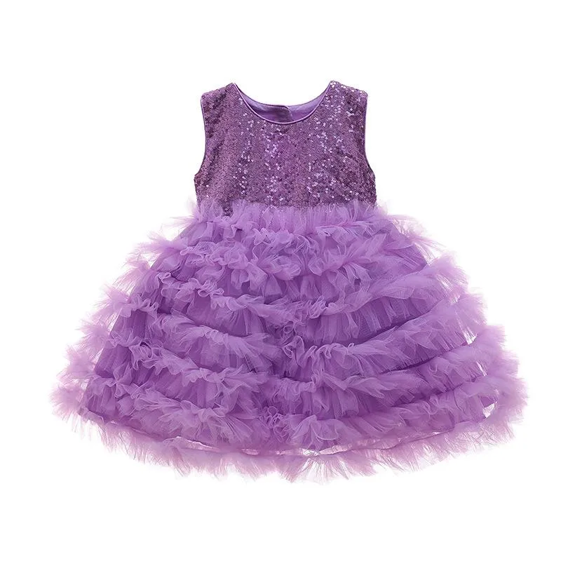 68010 Bos2028 Outong Yoliyolei 6-24-months Summer Pink NewBorn Layered Baby Formal Flower Girl Dress Kid Party Princess Birthday Children DressGirl Dress Kid Sequined Birthday Dress newborn Baby Party Princess dresses Ball Gown