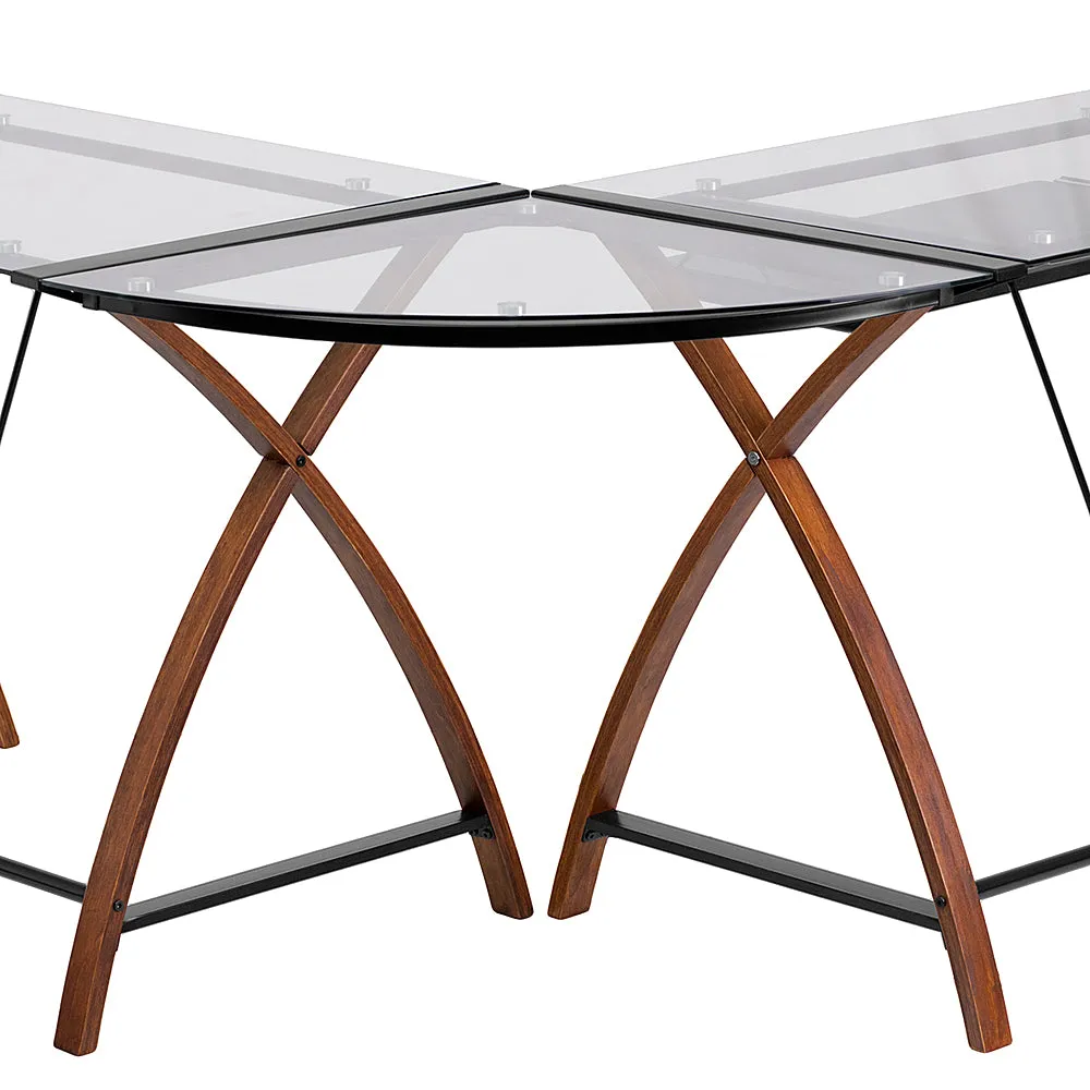 Alamont Home - Jude L Contemporary Glass  Home Office Desk - Clear/Cherry
