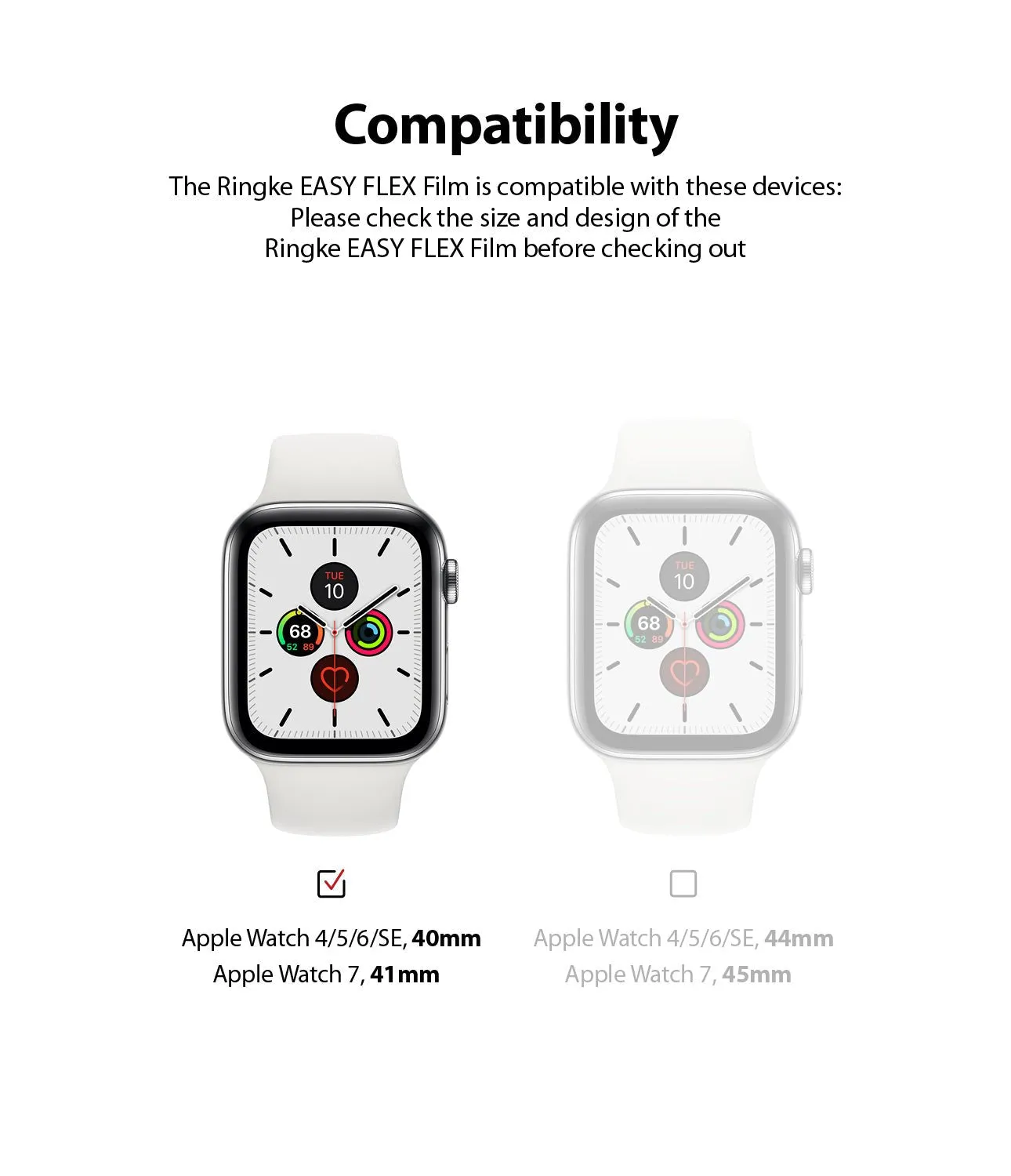 Apple Watch 9/8/7 (41mm) & 4/5/6/SE (40mm) Screen Protector By Ringke