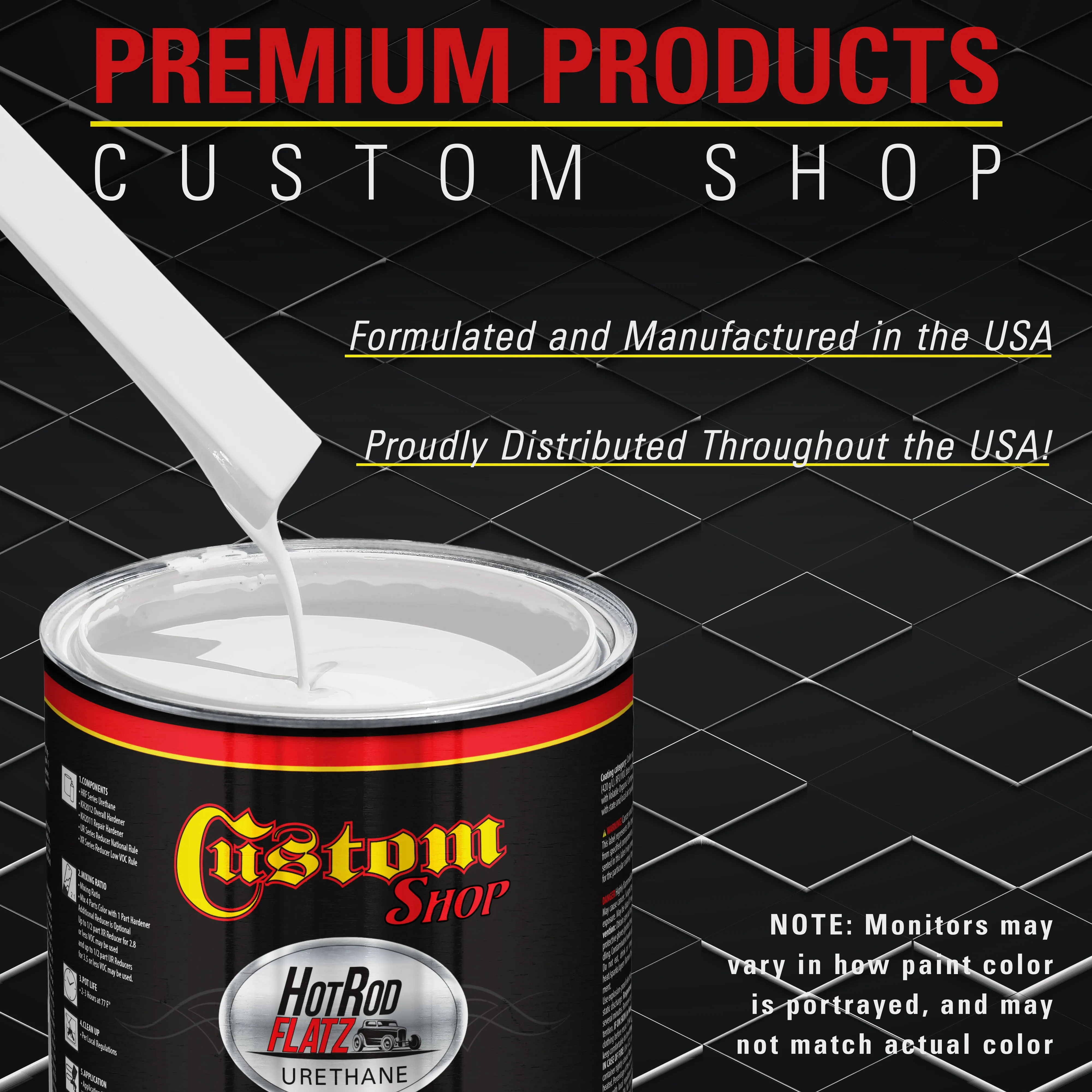 Arctic White - Hot Rod Flatz Flat Matte Satin Urethane Auto Paint - Paint Gallon Only - Professional Low Sheen Automotive, Car Truck Coating, 4:1 Mix Ratio