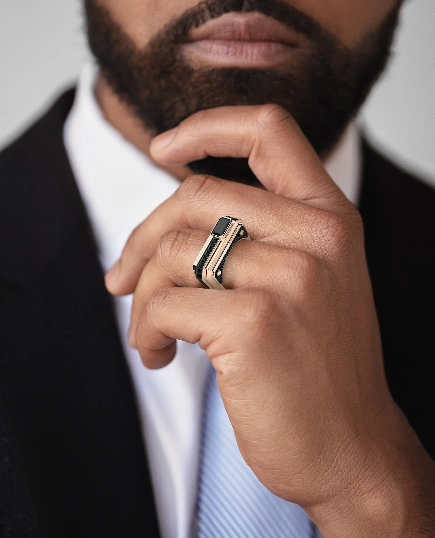 ARTURO Gold Signet Ring with 2.30ct Black Diamonds