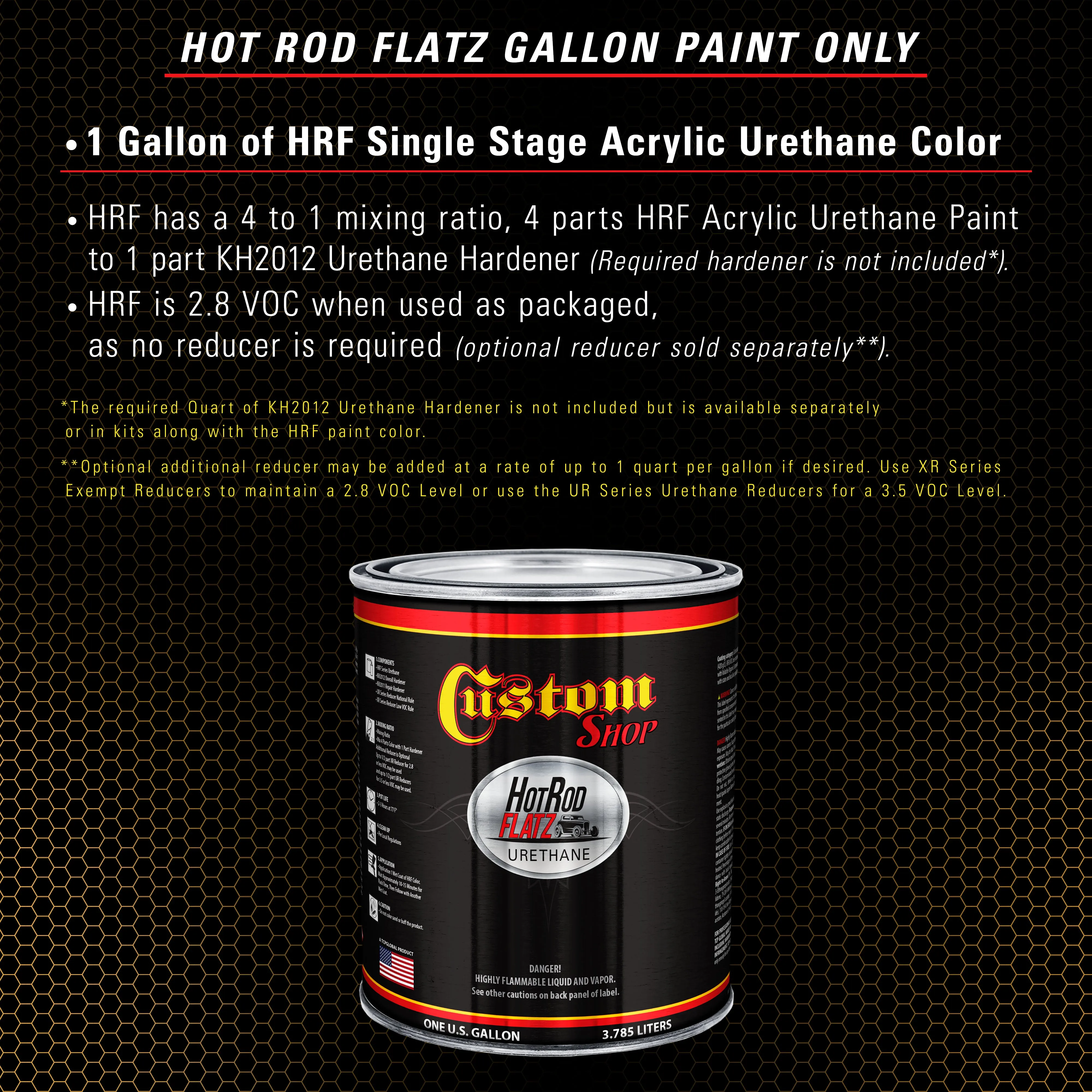 Autumn Gold Metallic - Hot Rod Flatz Flat Matte Satin Urethane Auto Paint - Paint Gallon Only - Professional Low Sheen Automotive, Car Truck Coating, 4:1 Mix Ratio