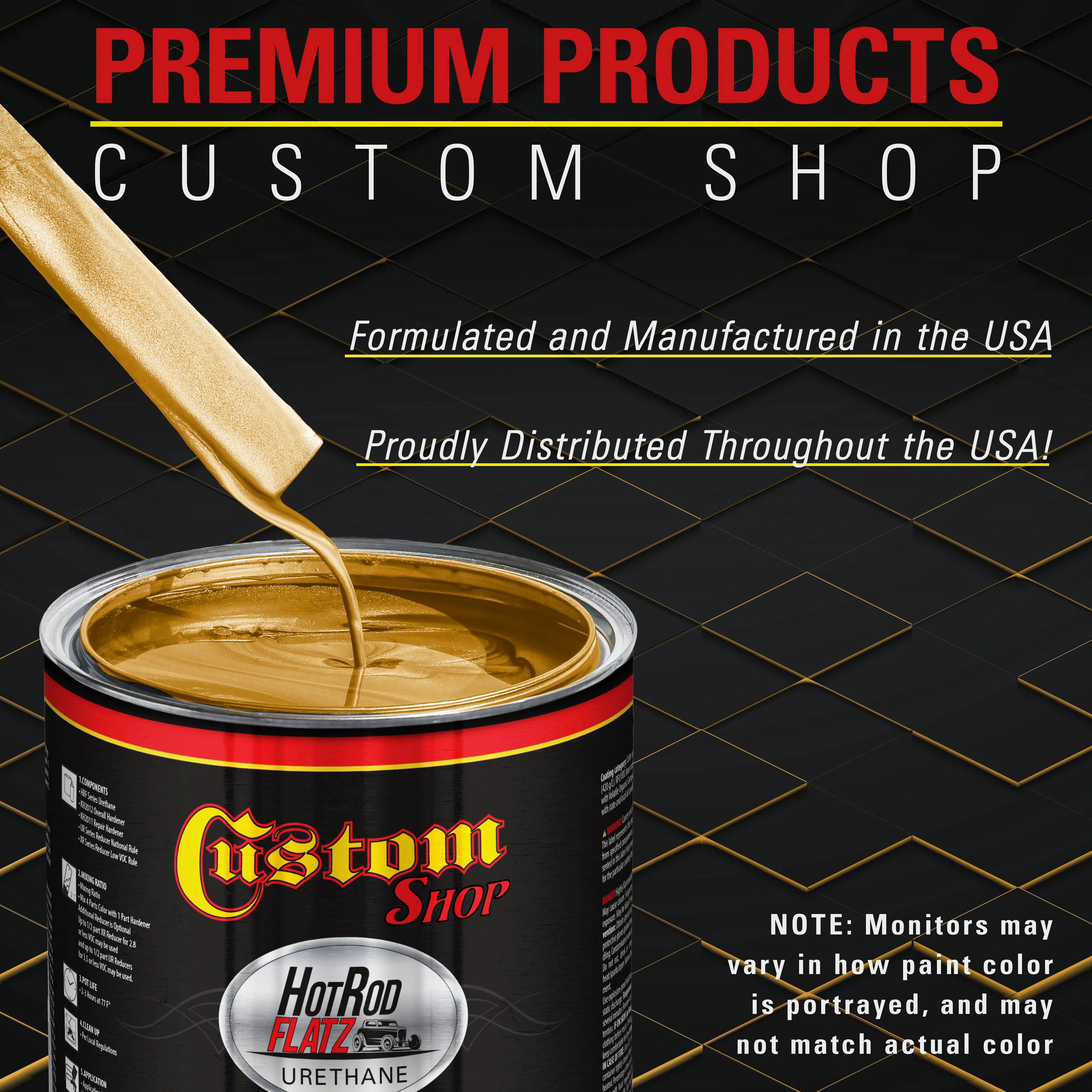 Autumn Gold Metallic - Hot Rod Flatz Flat Matte Satin Urethane Auto Paint - Paint Gallon Only - Professional Low Sheen Automotive, Car Truck Coating, 4:1 Mix Ratio