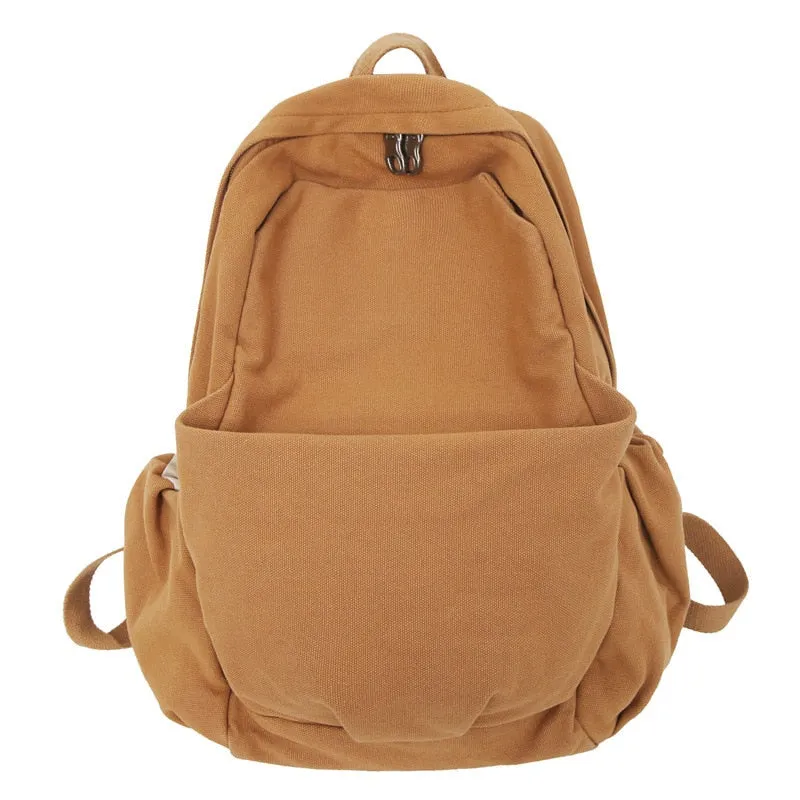 Back to school Couple Canvas Shoulder Backpack Japanese and Korean Casual Large Capacity Travel Backpack School Backpack for College Students