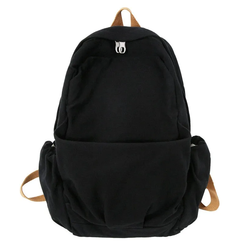 Back to school Couple Canvas Shoulder Backpack Japanese and Korean Casual Large Capacity Travel Backpack School Backpack for College Students