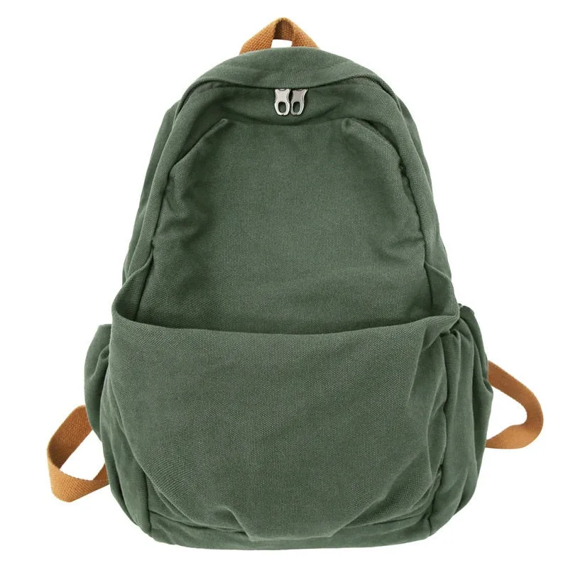 Back to school Couple Canvas Shoulder Backpack Japanese and Korean Casual Large Capacity Travel Backpack School Backpack for College Students
