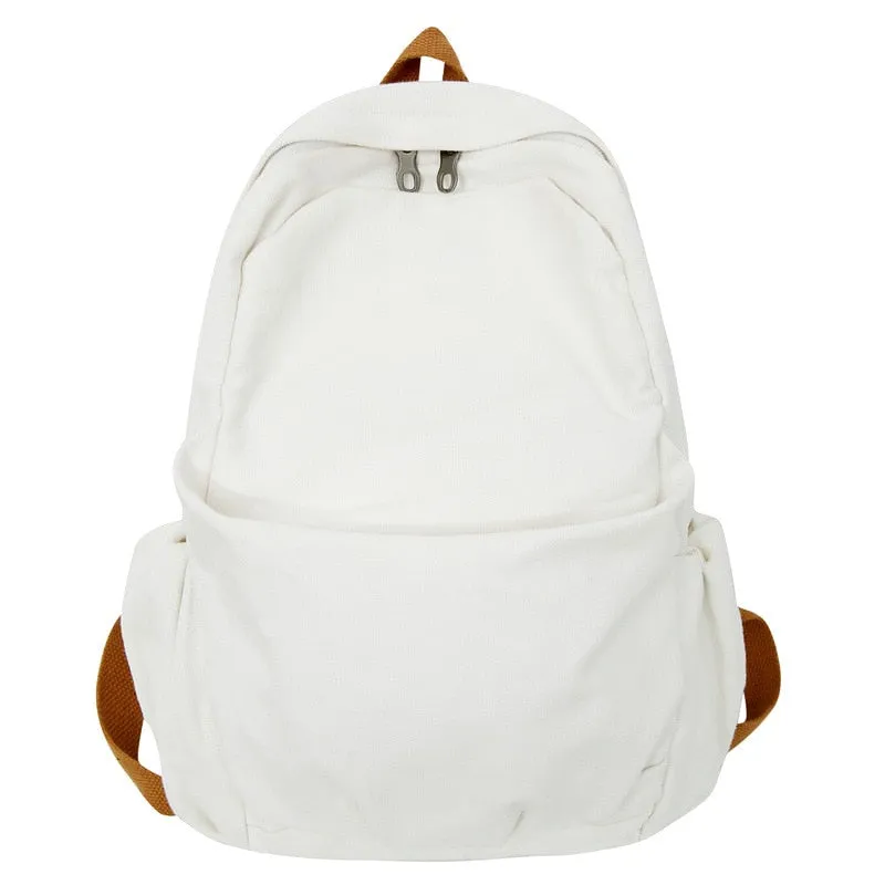Back to school Couple Canvas Shoulder Backpack Japanese and Korean Casual Large Capacity Travel Backpack School Backpack for College Students