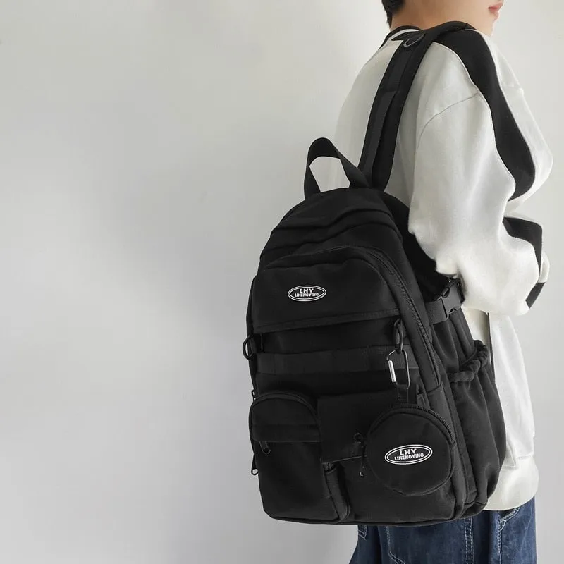 Back to school Secondary School Students Shoulder Backpack Fashion Casual Large Capacity Nylon Waterproof Travel Backpack Student Schoolbag