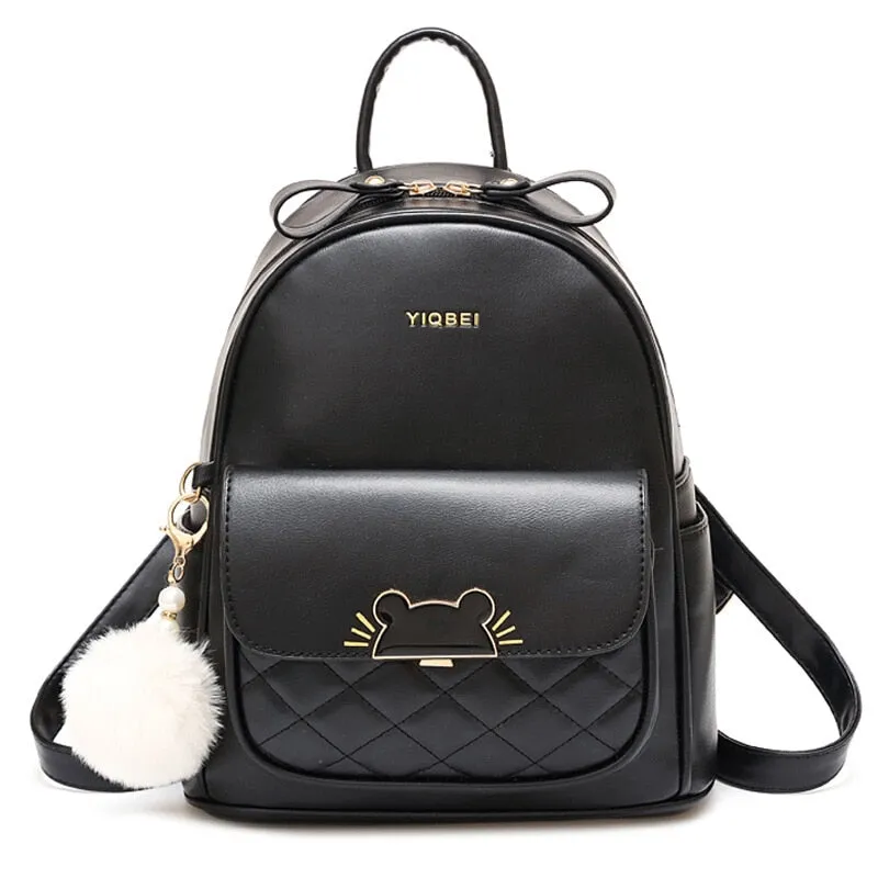 Back to school Women PU Double Shoulder Backpack Korean Fashion Casual Cute Mini Backpack Travel Backpack School Backpack for College Students