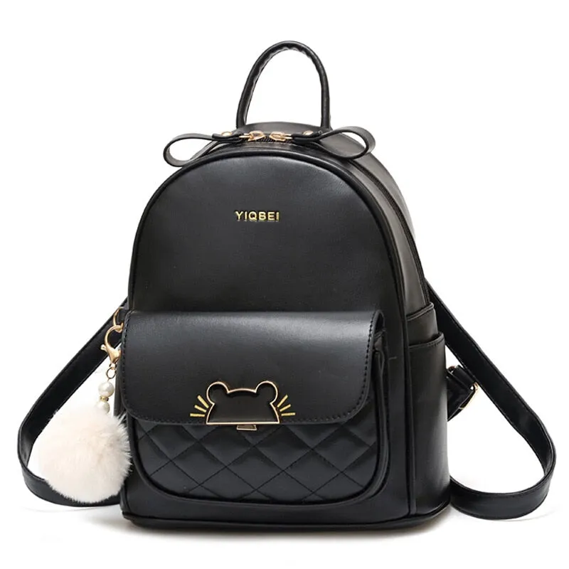 Back to school Women PU Double Shoulder Backpack Korean Fashion Casual Cute Mini Backpack Travel Backpack School Backpack for College Students