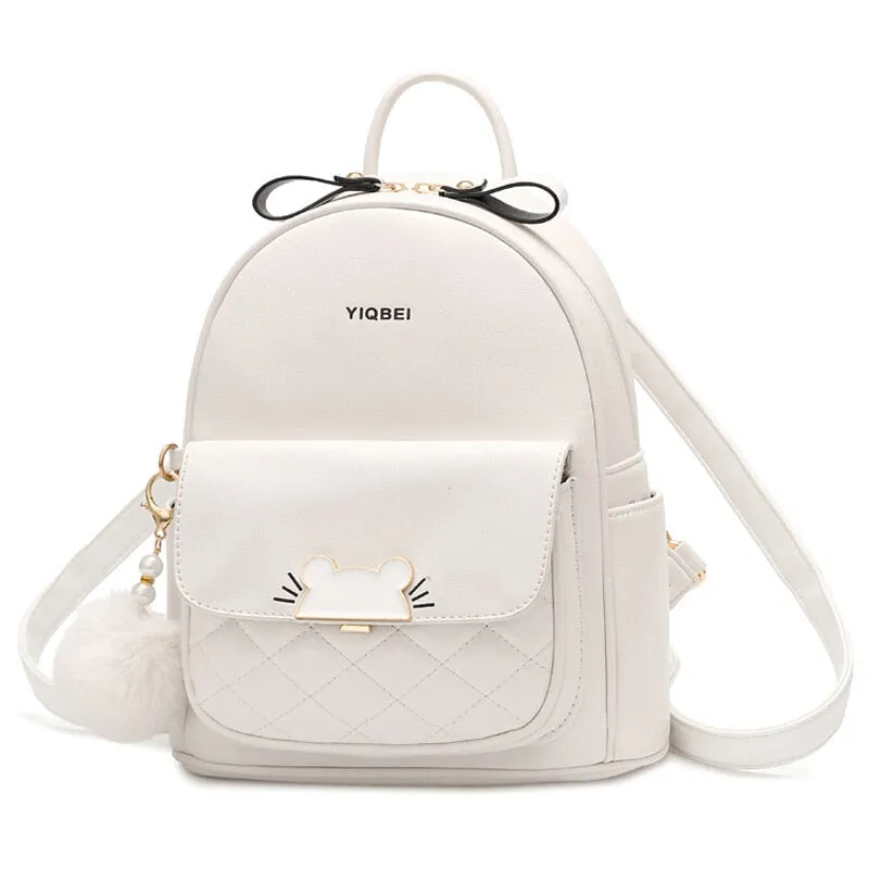 Back to school Women PU Double Shoulder Backpack Korean Fashion Casual Cute Mini Backpack Travel Backpack School Backpack for College Students
