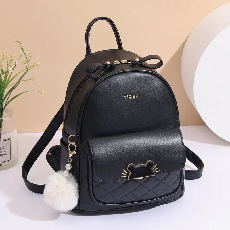 Back to school Women PU Double Shoulder Backpack Korean Fashion Casual Cute Mini Backpack Travel Backpack School Backpack for College Students
