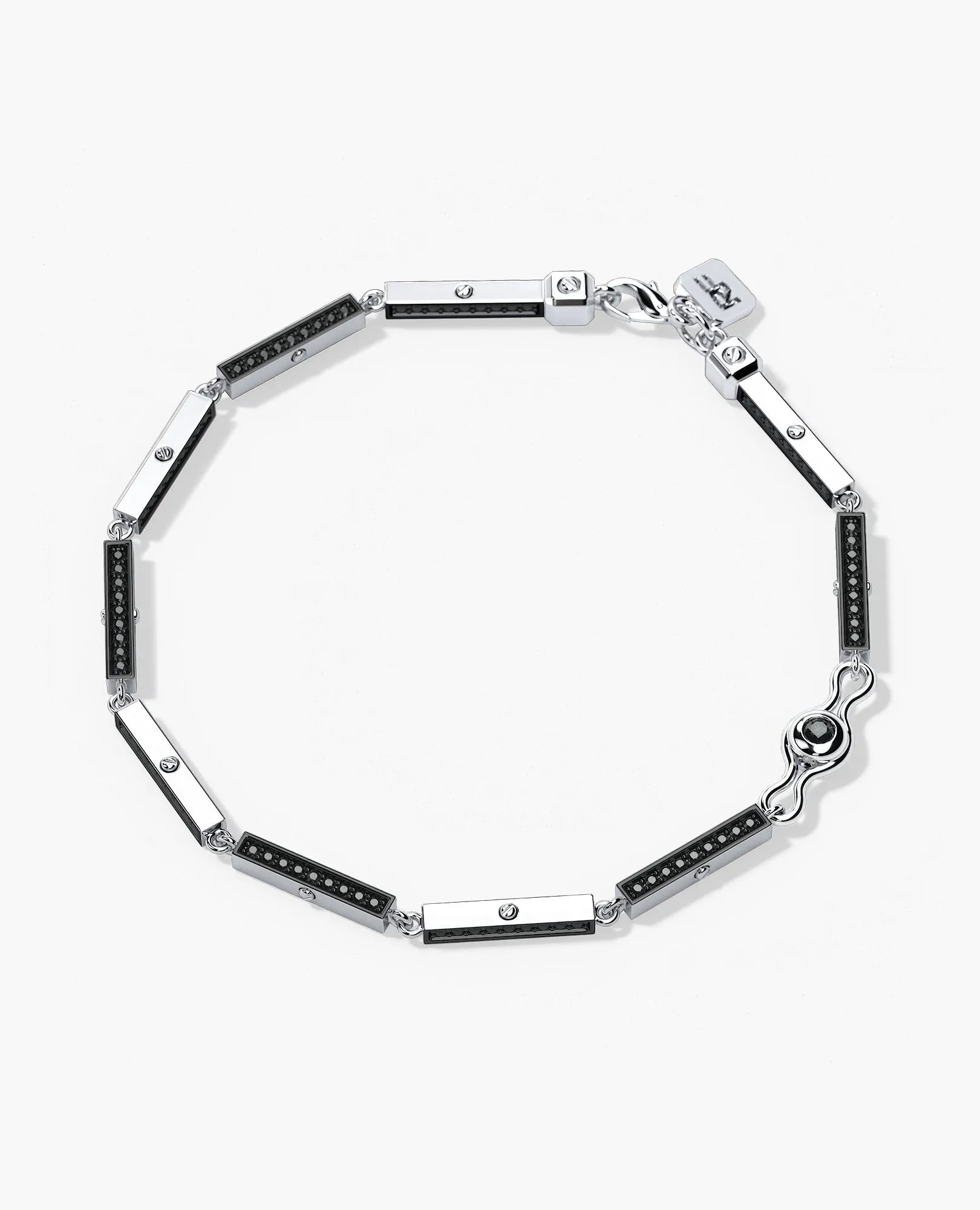 BAR CHAIN Bracelet with Black Diamonds