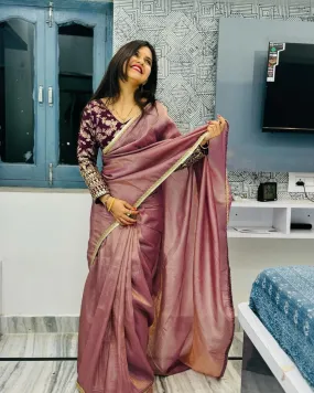 Beautiful Designer Party Wear Crush Tissue Silk Saree