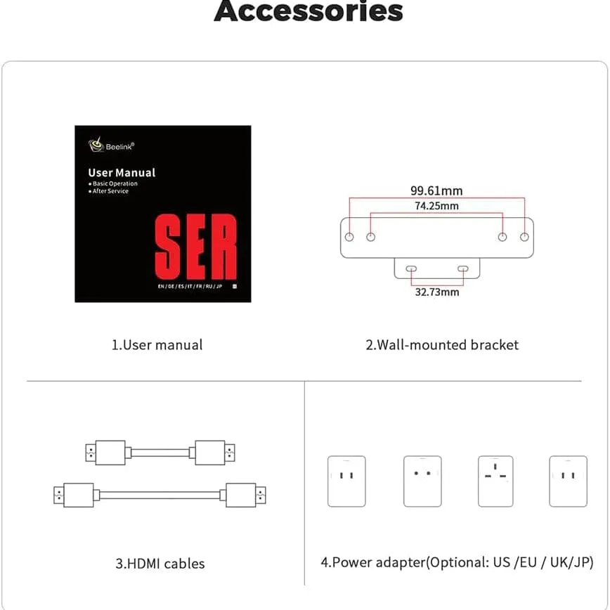 Beelink SER5 Versatile Mini PC, AMD Ryzen 5 5560U(up to 4.0GHz) 6C/12T  (Refurbished)