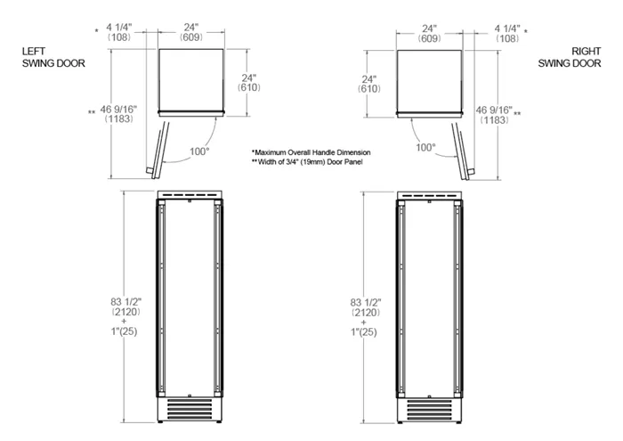 Bertazzoni 24 inch Right Door Built-in Freezer With Automatic Ice Maker REF24FCIPRR/23