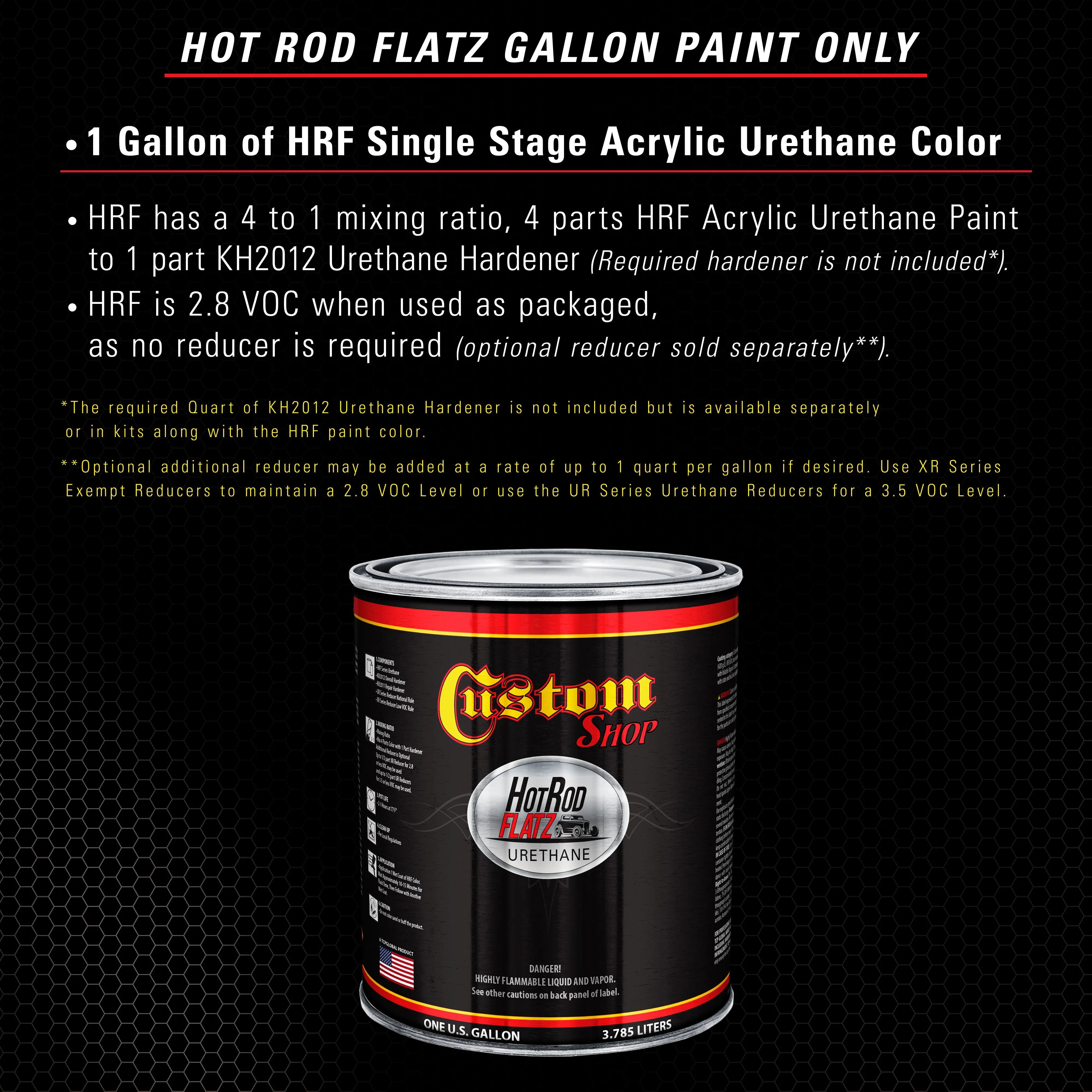 Black Sparkle Metallic - Hot Rod Flatz Flat Matte Satin Urethane Auto Paint - Paint Gallon Only - Professional Low Sheen Automotive, Car Truck Coating, 4:1 Mix Ratio