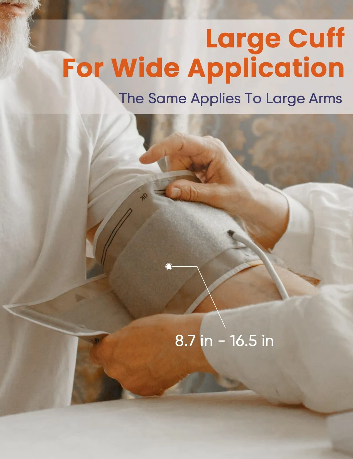 Blood Pressure Monitor,AILE blood pressure machine Upper Arm Large Cuff(8.7"-16.5"Adjustable),automatic high blood pressure cuff for home use,(BP)blood pressure monitor,2*99 memory,Easy to use/travel White