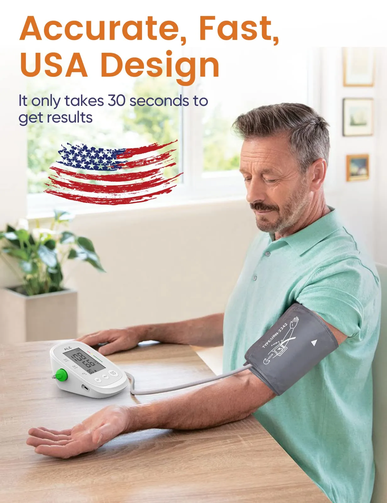 Blood Pressure Monitor,AILE blood pressure machine Upper Arm Large Cuff(8.7"-16.5"Adjustable),automatic high blood pressure cuff for home use,(BP)blood pressure monitor,2*99 memory,Easy to use/travel White