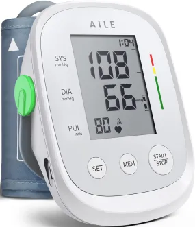 Blood Pressure Monitor,AILE blood pressure machine Upper Arm Large Cuff(8.7"-16.5"Adjustable),automatic high blood pressure cuff for home use,(BP)blood pressure monitor,2*99 memory,Easy to use/travel White