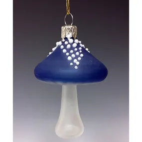 Blue Mushroom Glass Ornament by Sage Churchill-Foster, Sage Studios