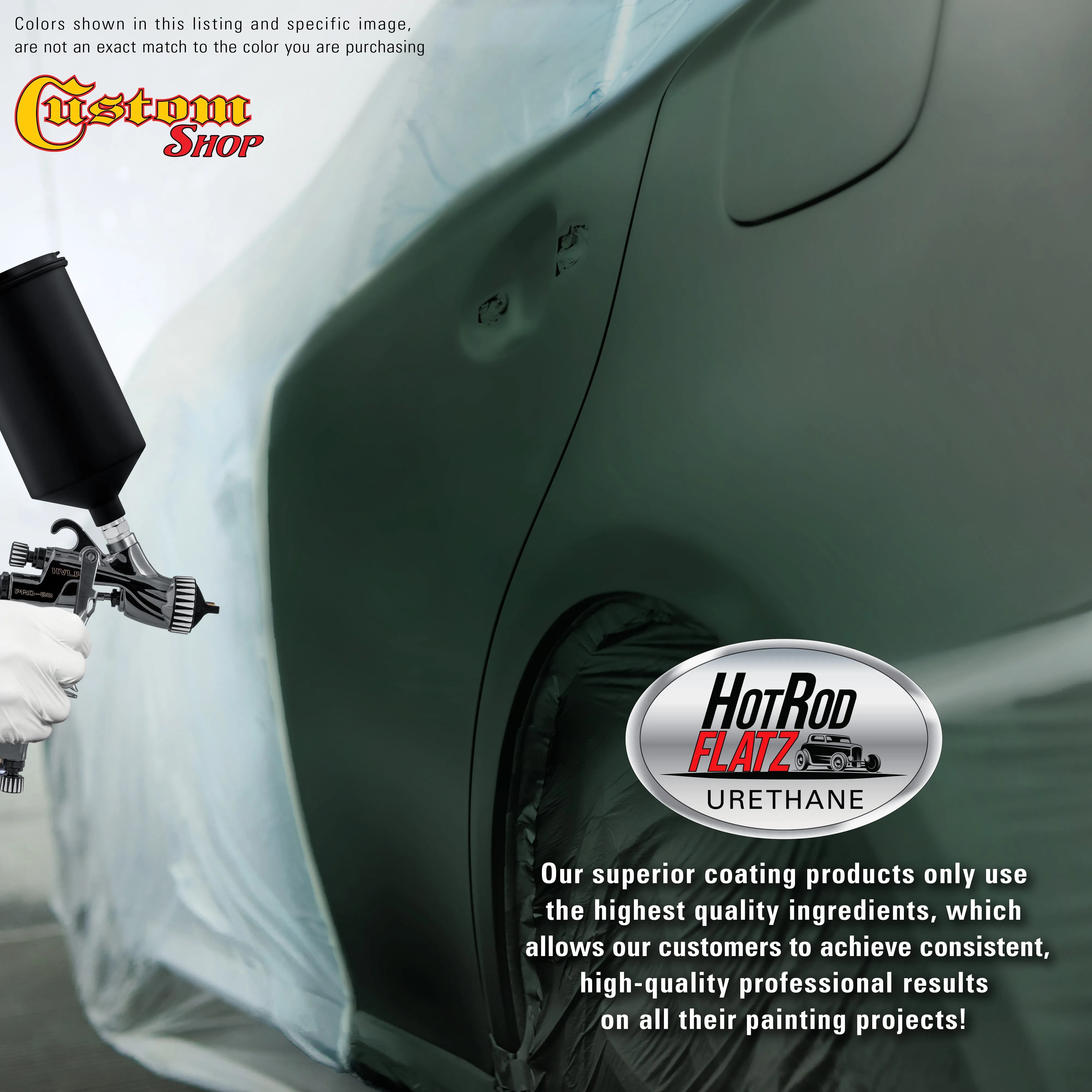 British Racing Green - Hot Rod Flatz Flat Matte Satin Urethane Auto Paint - Paint Quart Only - Professional Low Sheen Automotive, Car Truck Coating, 4:1 Mix Ratio
