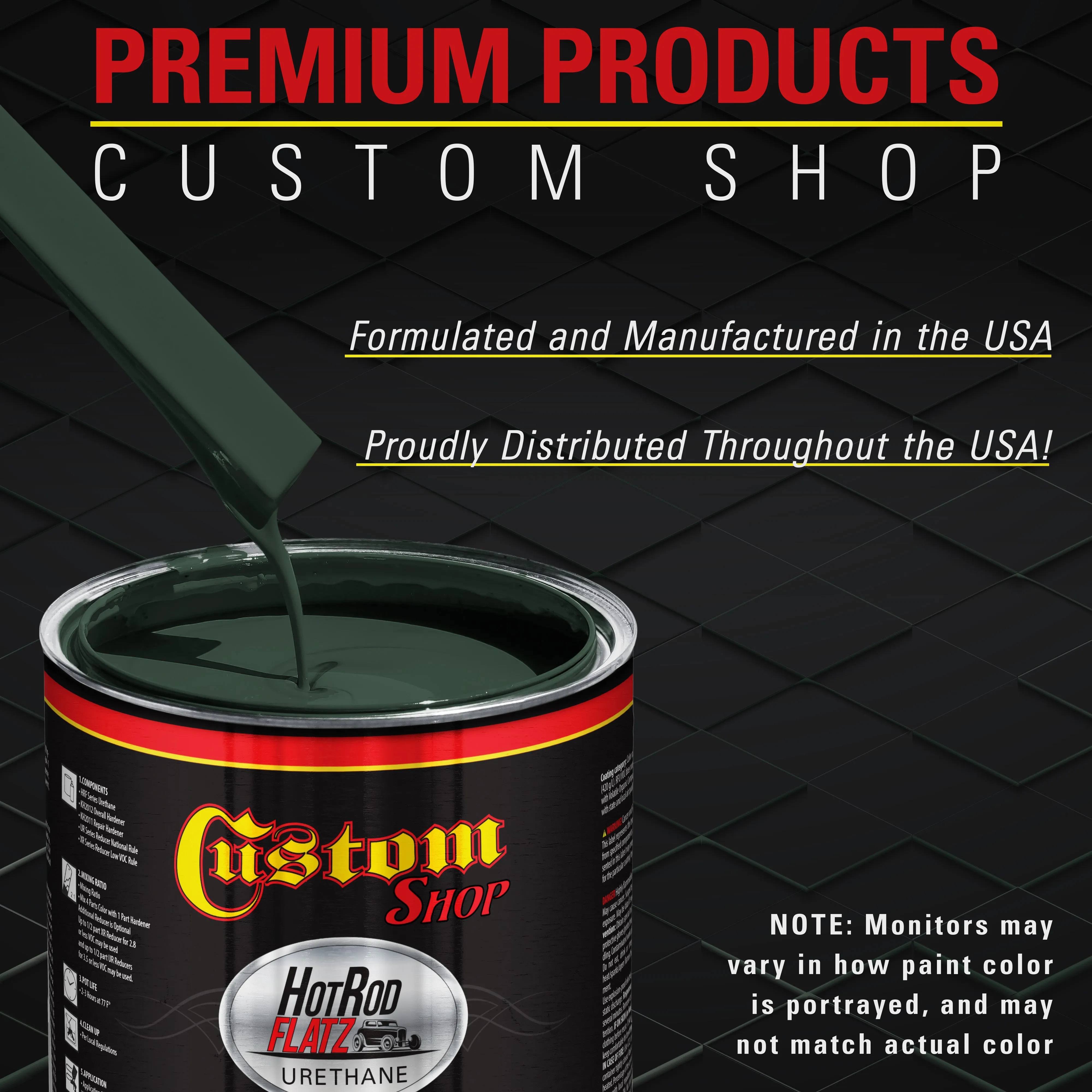 British Racing Green - Hot Rod Flatz Flat Matte Satin Urethane Auto Paint - Paint Quart Only - Professional Low Sheen Automotive, Car Truck Coating, 4:1 Mix Ratio