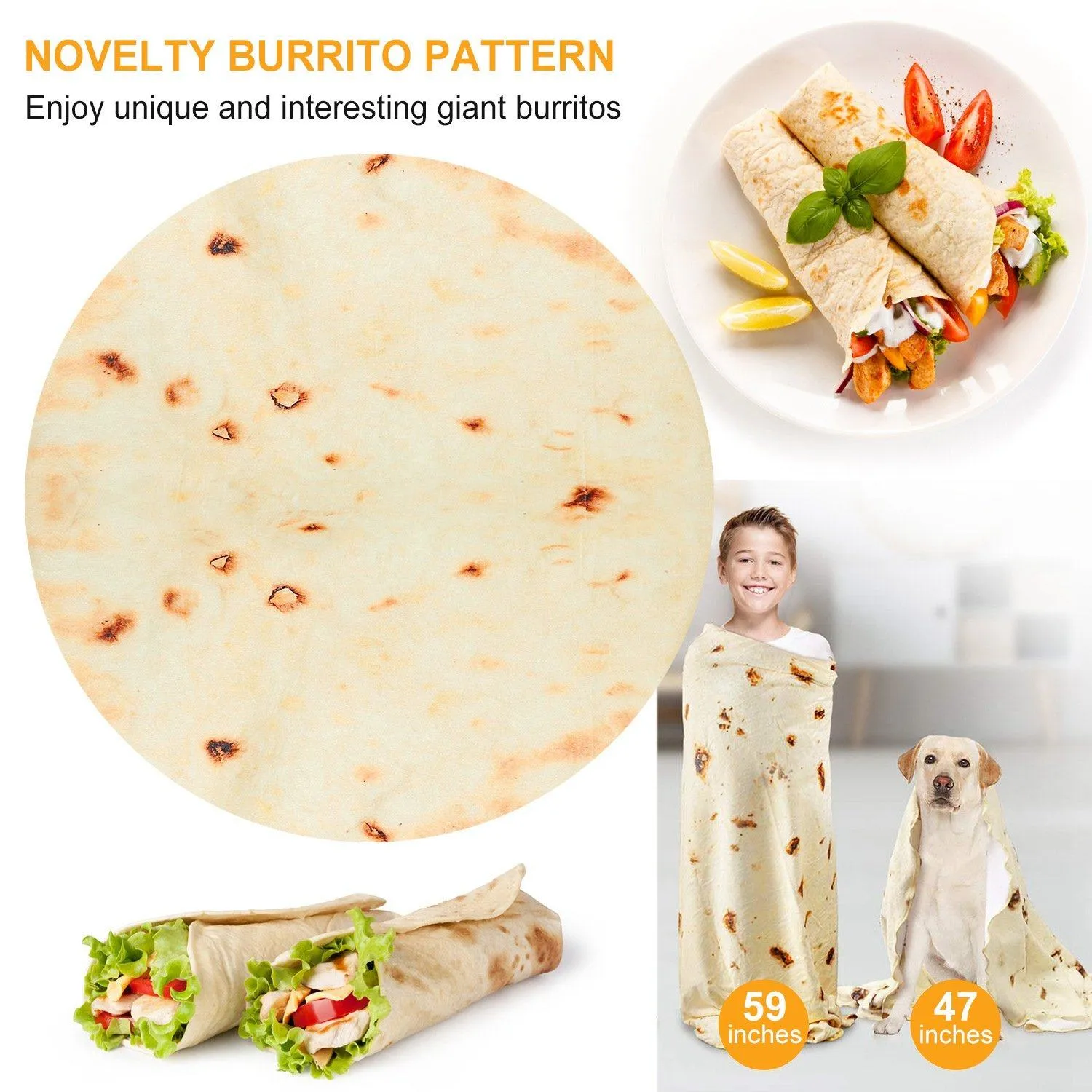 Burrito Tortilla Throw Blanket