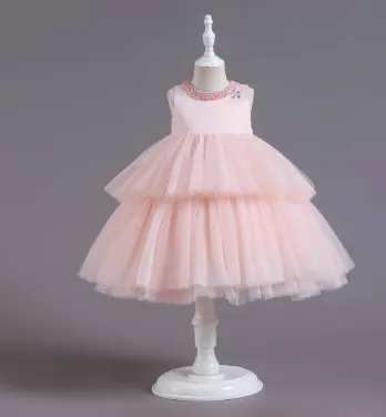 C325 Outong Yoliyolei Flower White Party Girl Dress Tutu Ball Gown Evening Dress for Baby Kids
