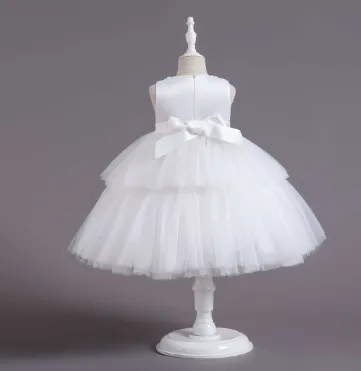 C325 Outong Yoliyolei Flower White Party Girl Dress Tutu Ball Gown Evening Dress for Baby Kids