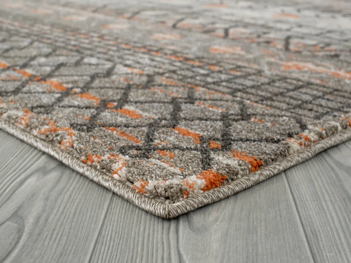 Caribe Modern Gray Power-Loomed Rug 2'6"x9'1"