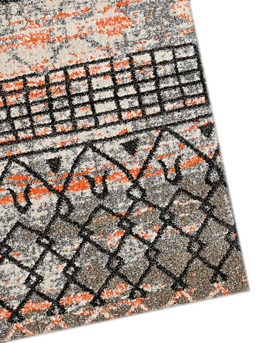 Caribe Modern Gray Power-Loomed Rug 2'6"x9'1"