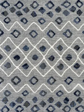 Caribe Modern Steel Blue Power-Loomed Rug 7'10"x10'