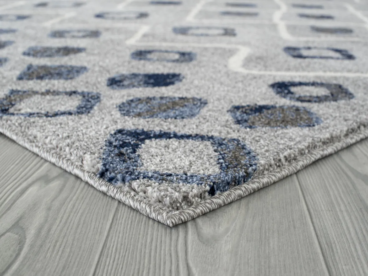 Caribe Modern Steel Blue Power-Loomed Rug 7'10"x10'