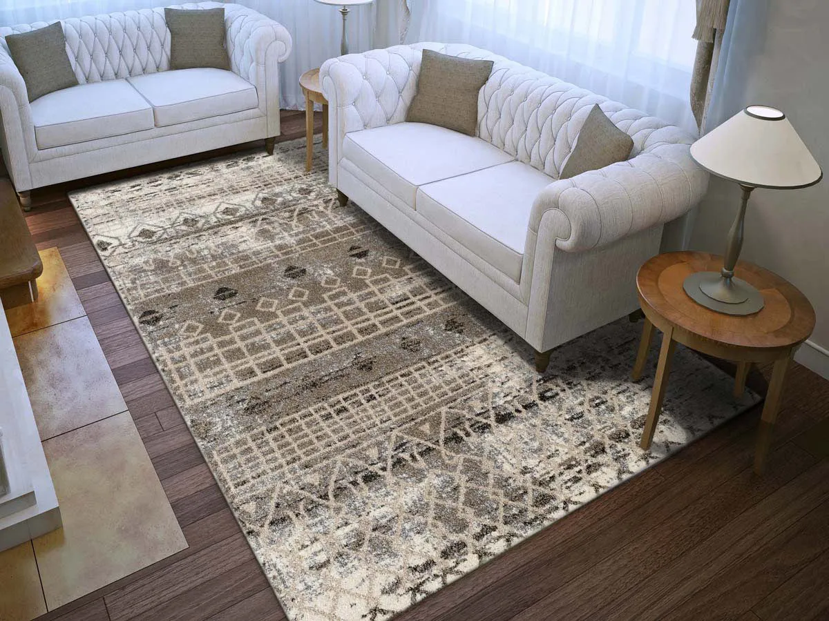 Caribe Modern Walnut Power-Loomed Rug 3'5"x5'6"