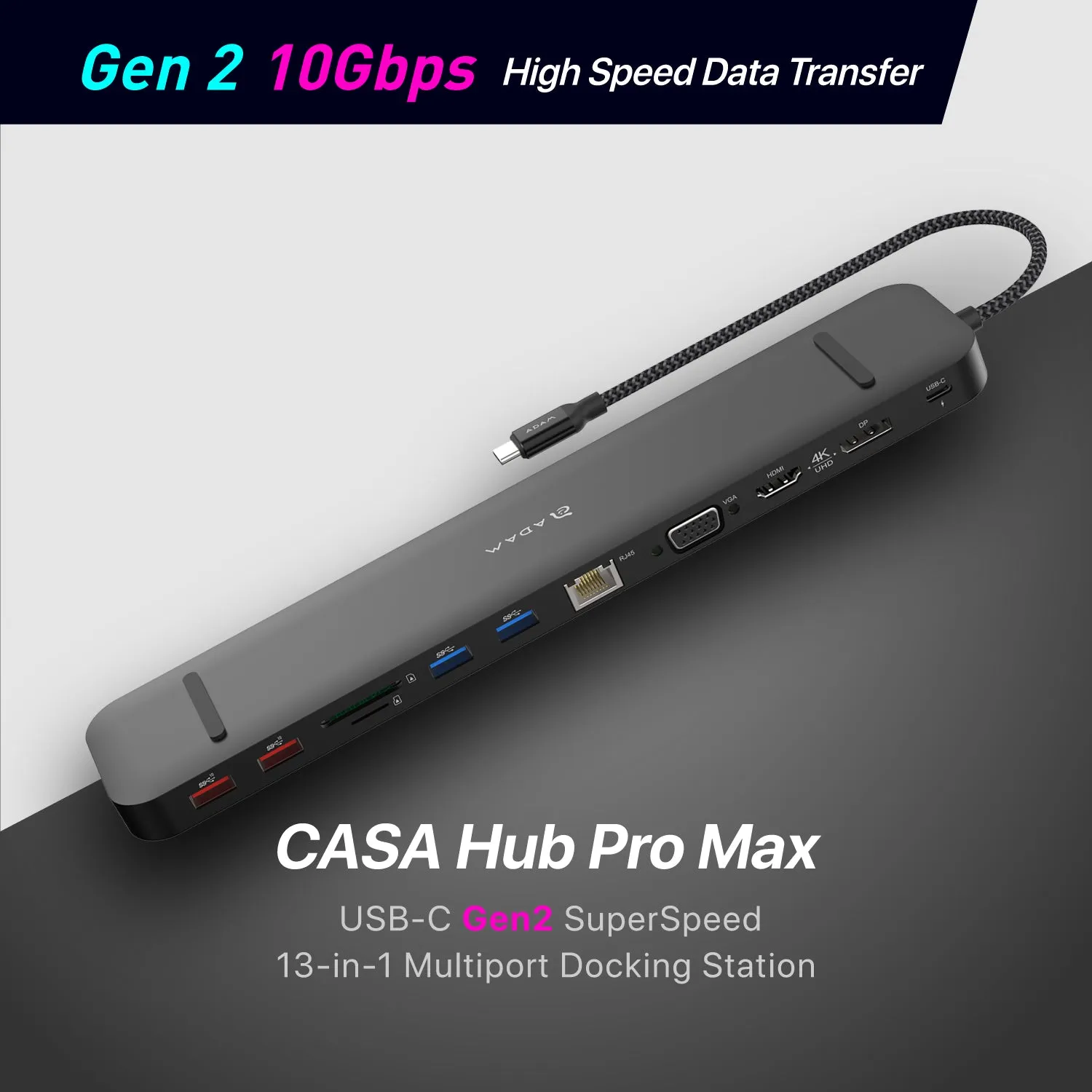 CASA HUB Pro Max USB-C 3.1 Gen 2 & 4K60Hz 13-in-1 Hub