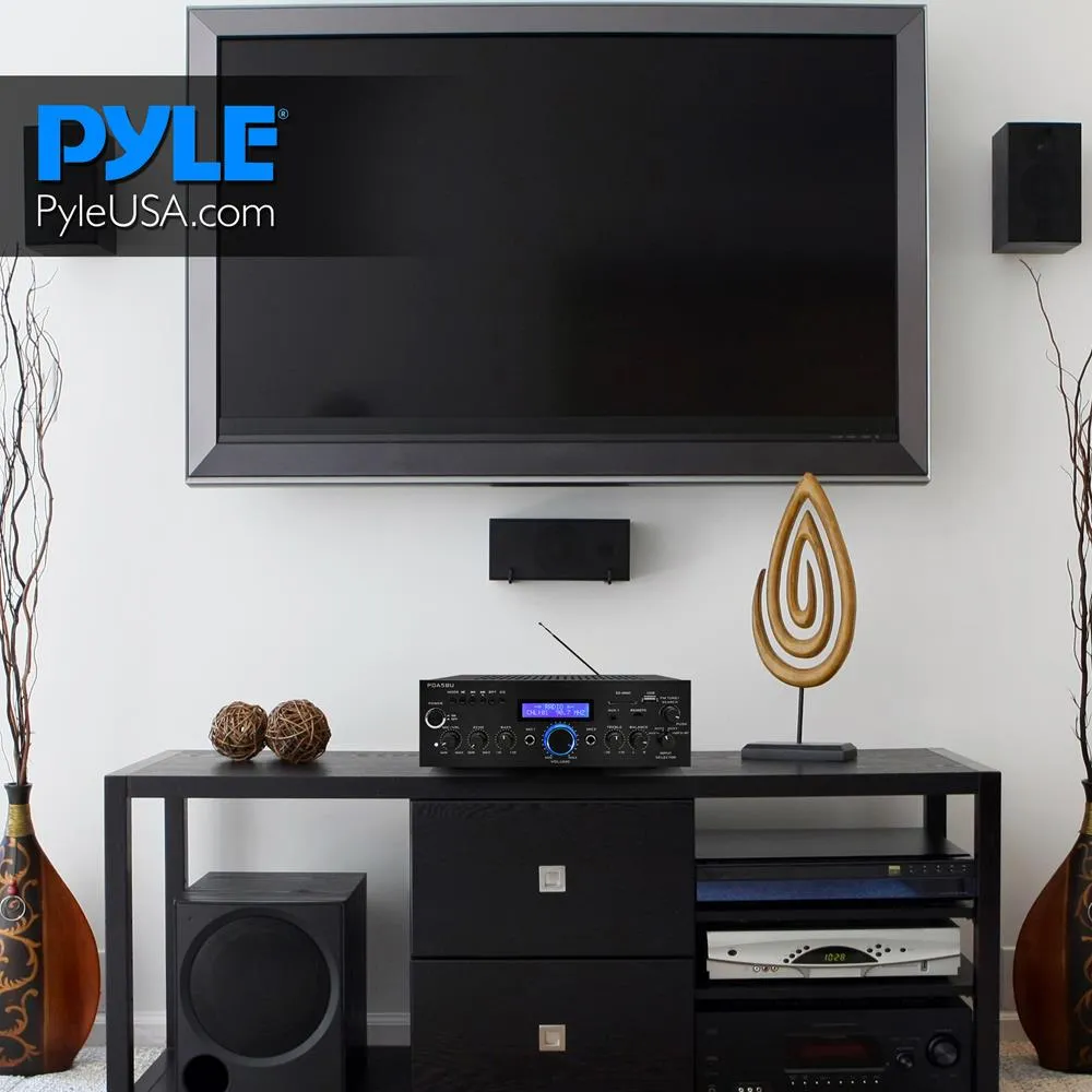 Compact Bluetooth Stereo Amplifier - Home Desktop Stereo Receiver System With Fm Radio, Mp3/Usb/Sd/Aux (200 Watt)