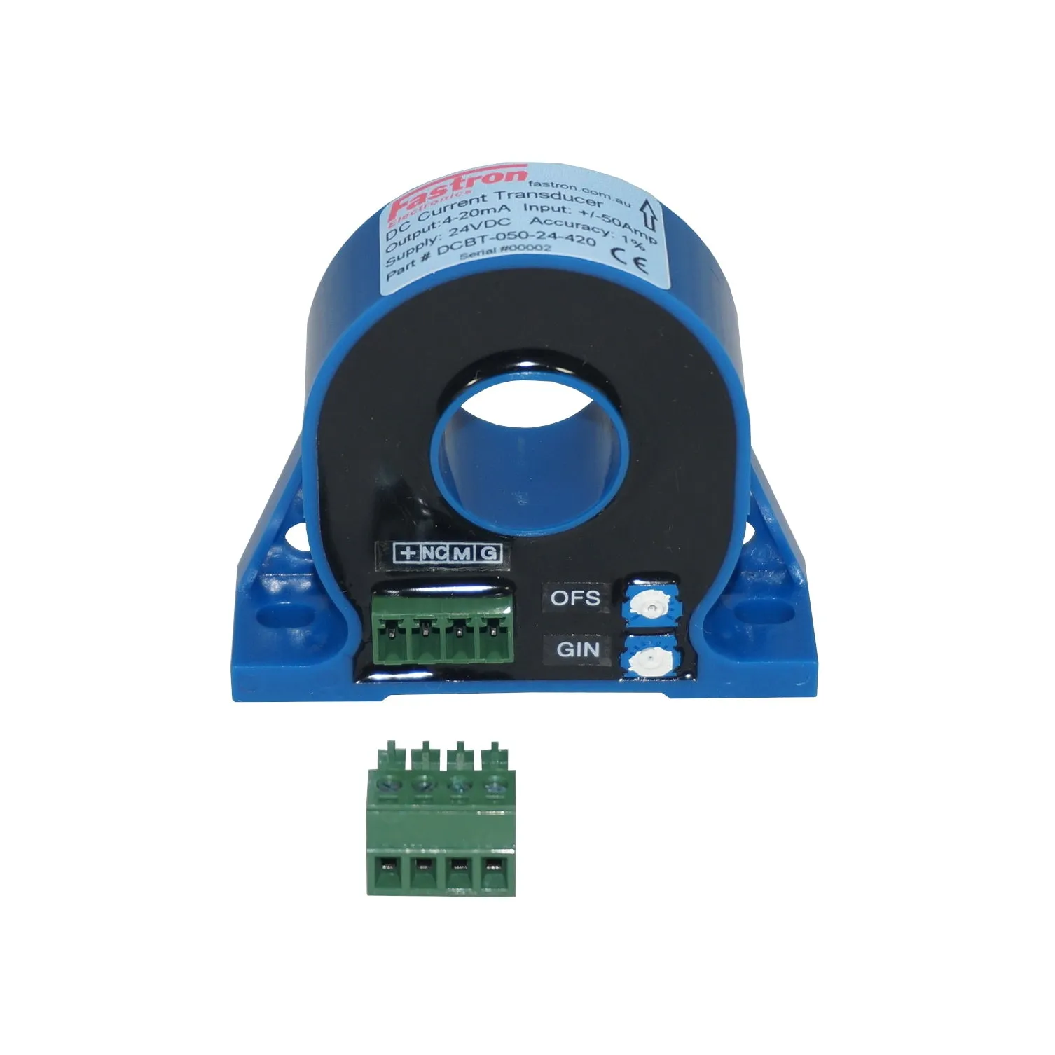 DCBT-200-24-420, Hall Effect DC Current Transducer,  /-200 Amp DC, 4-20mA bipolar output, 24VDC supply, 20mm Aperture